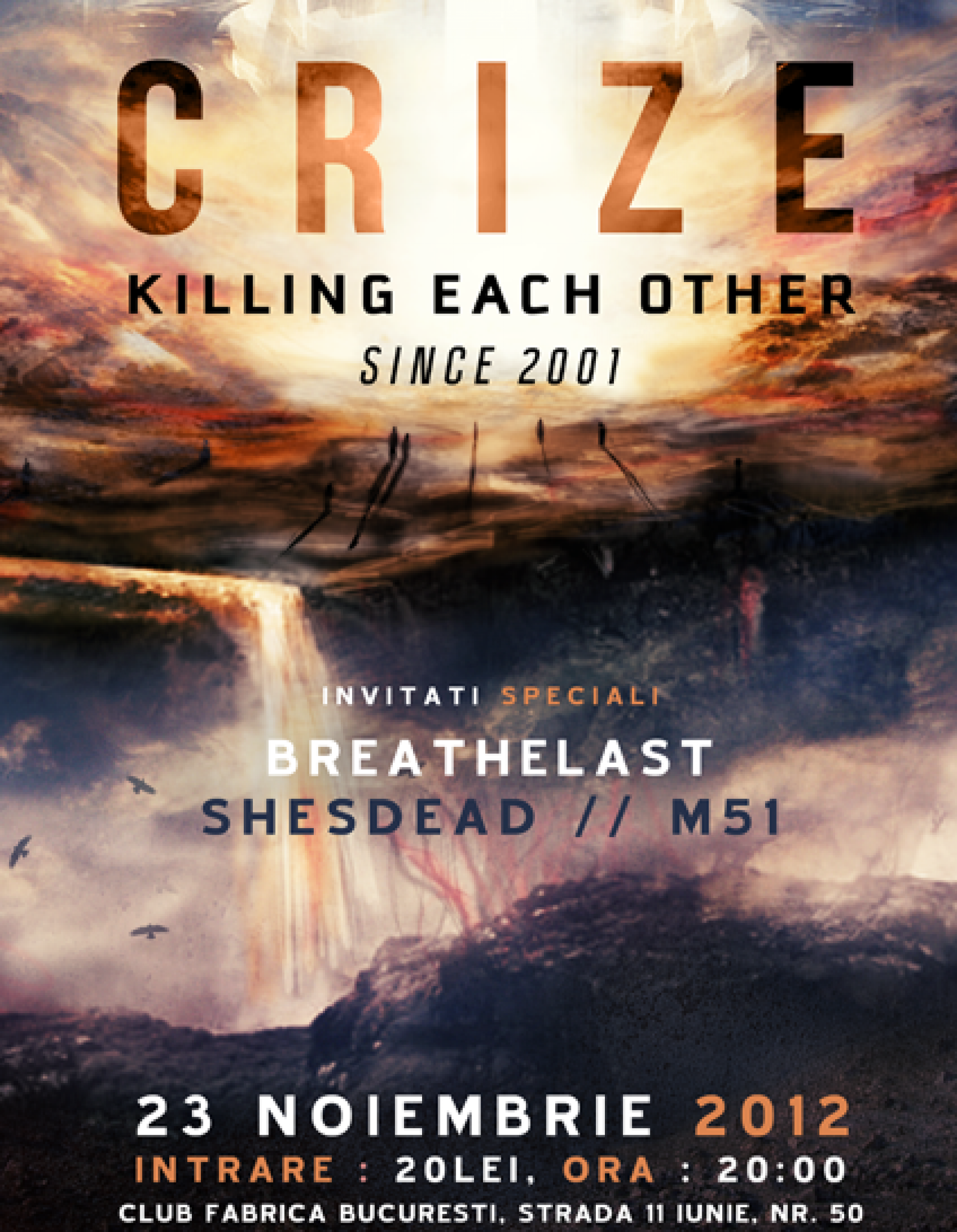 CRIZE: detalii finale despre concertul ‘Killing Each Other Since 2001’ – unicul concert al trupei din 2012