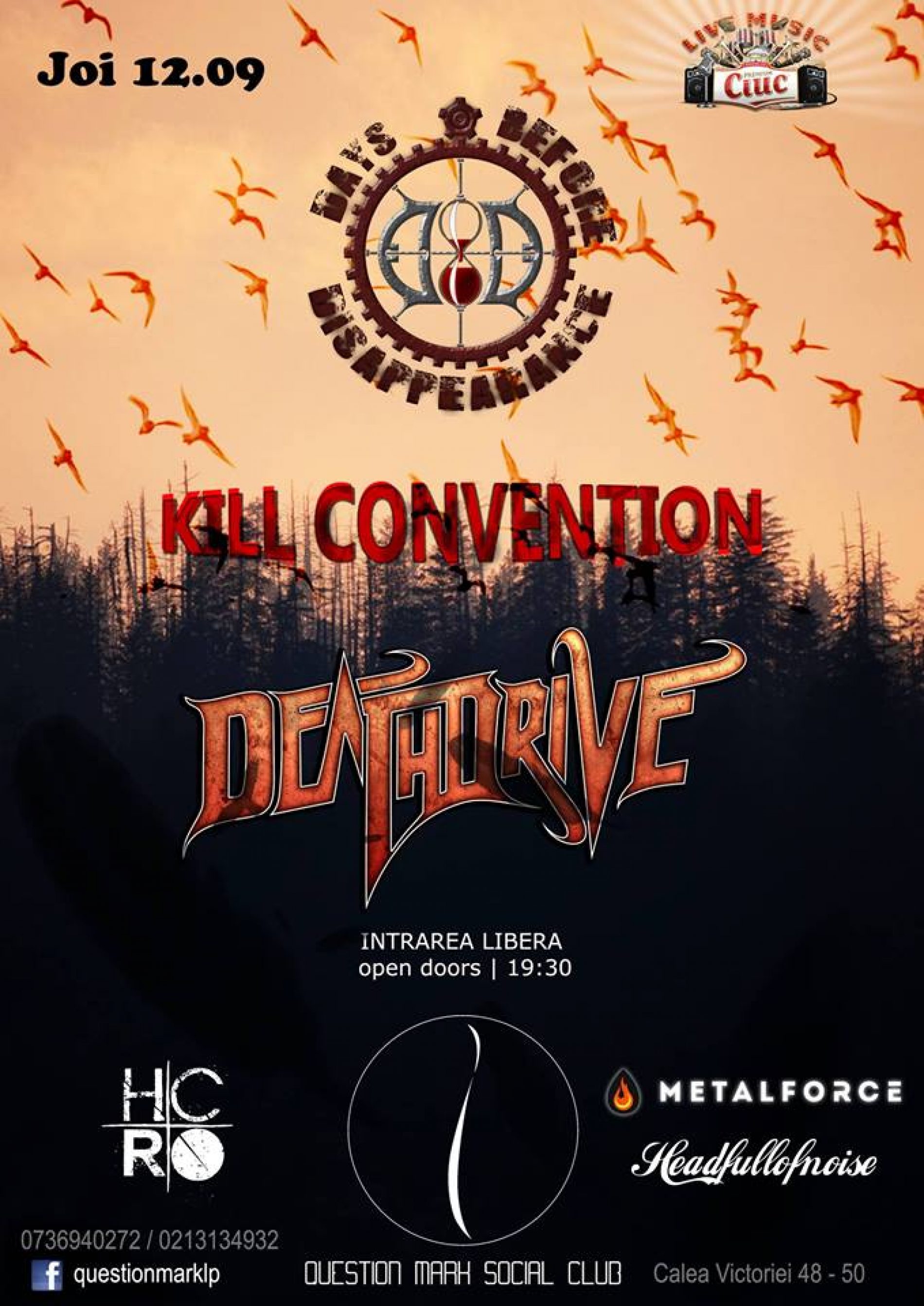 Headfullofnoise: Concert Days Before Disappearance, Kill Convention si Deathdrive