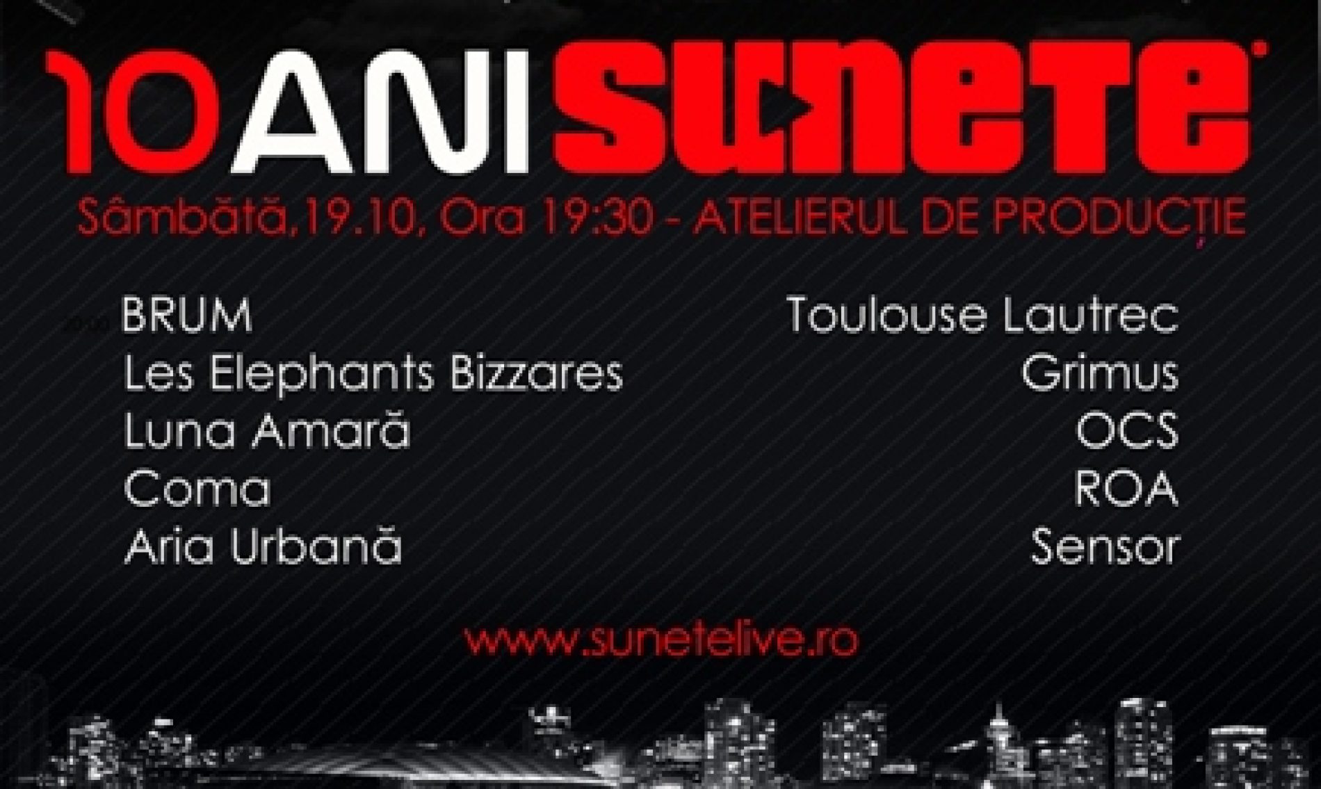 Coma, Luna Amara si altii la „10 ani de Sunete” in Atelierul de Productie