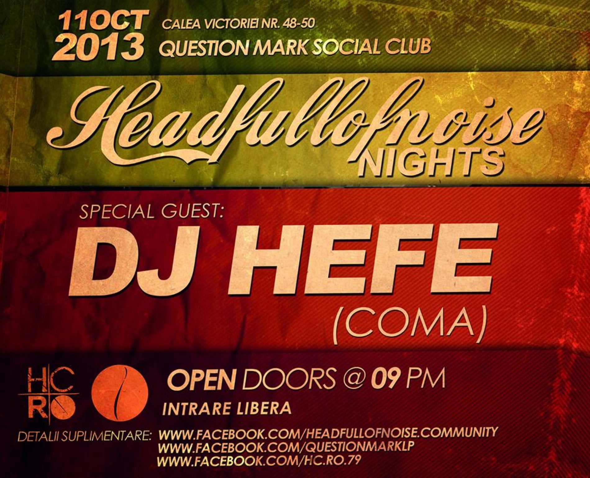 Headfullofnoise Nights: Dj Hefe invitat special pe 11 octombrie