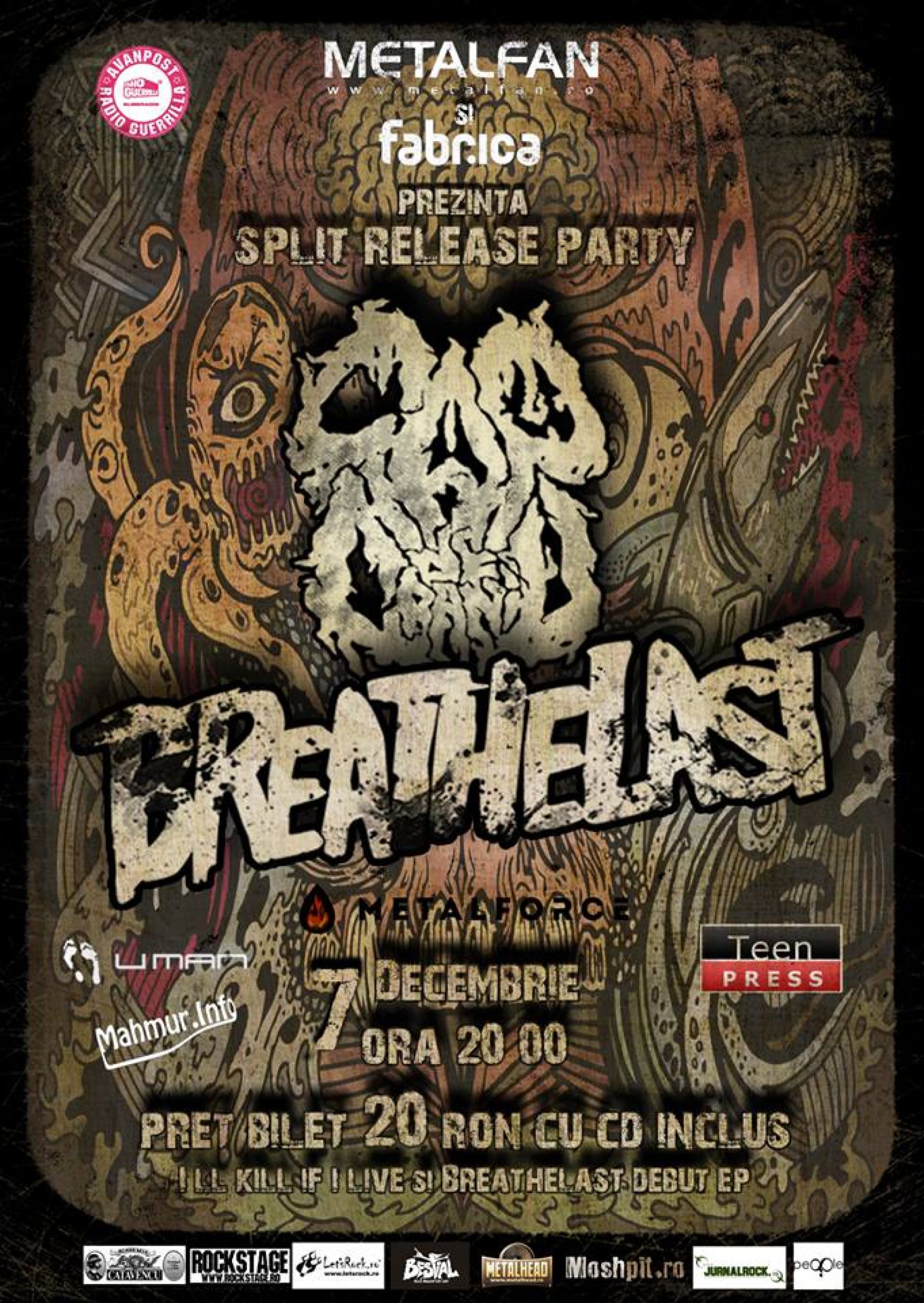 Concert lansare split Cap De Craniu si Breathelast: Program si cateva surprize