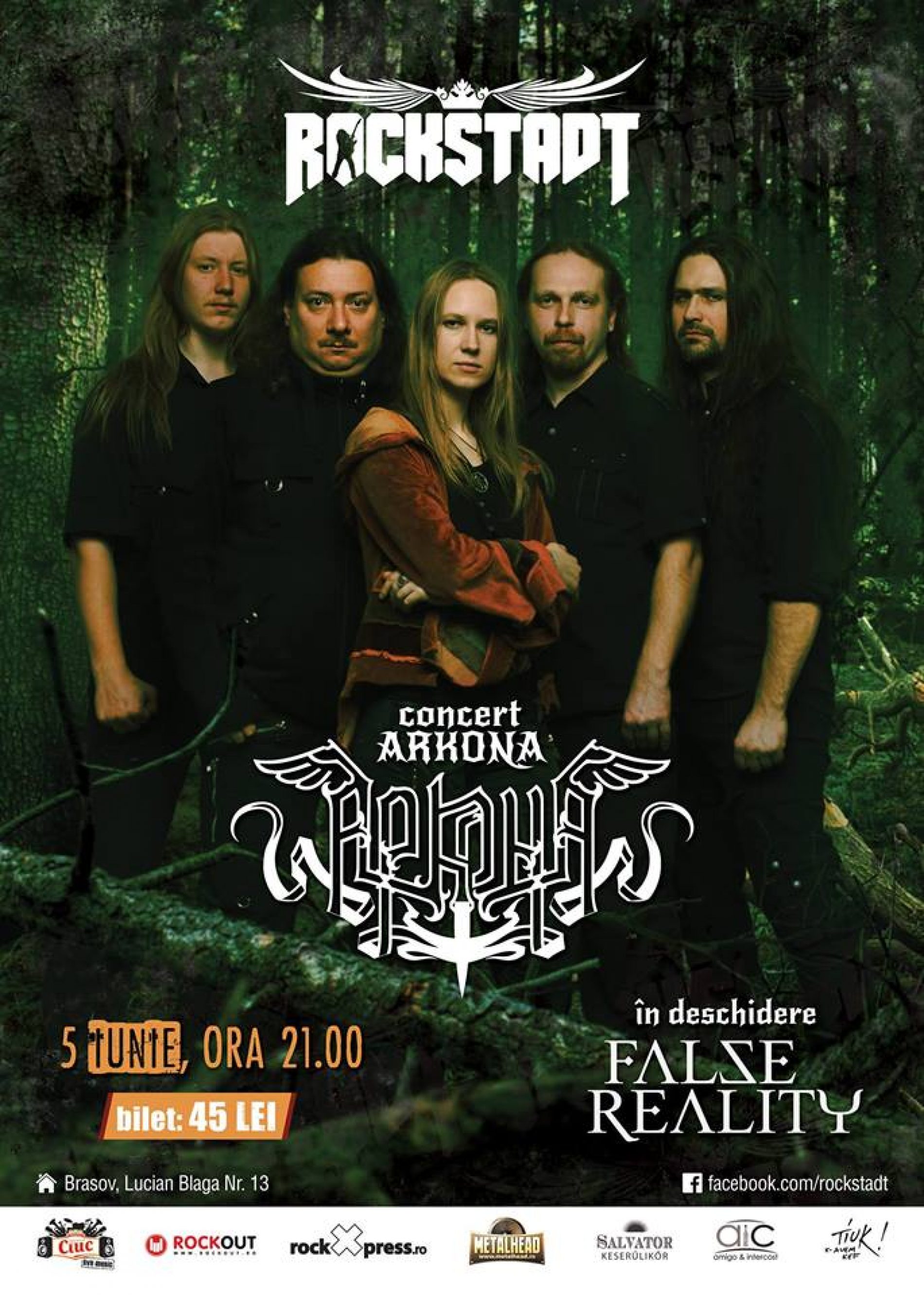 Concert ARKONA (RUS) invitati FALSE REALITY- 5 iunie, Club Rockstadt, Brasov