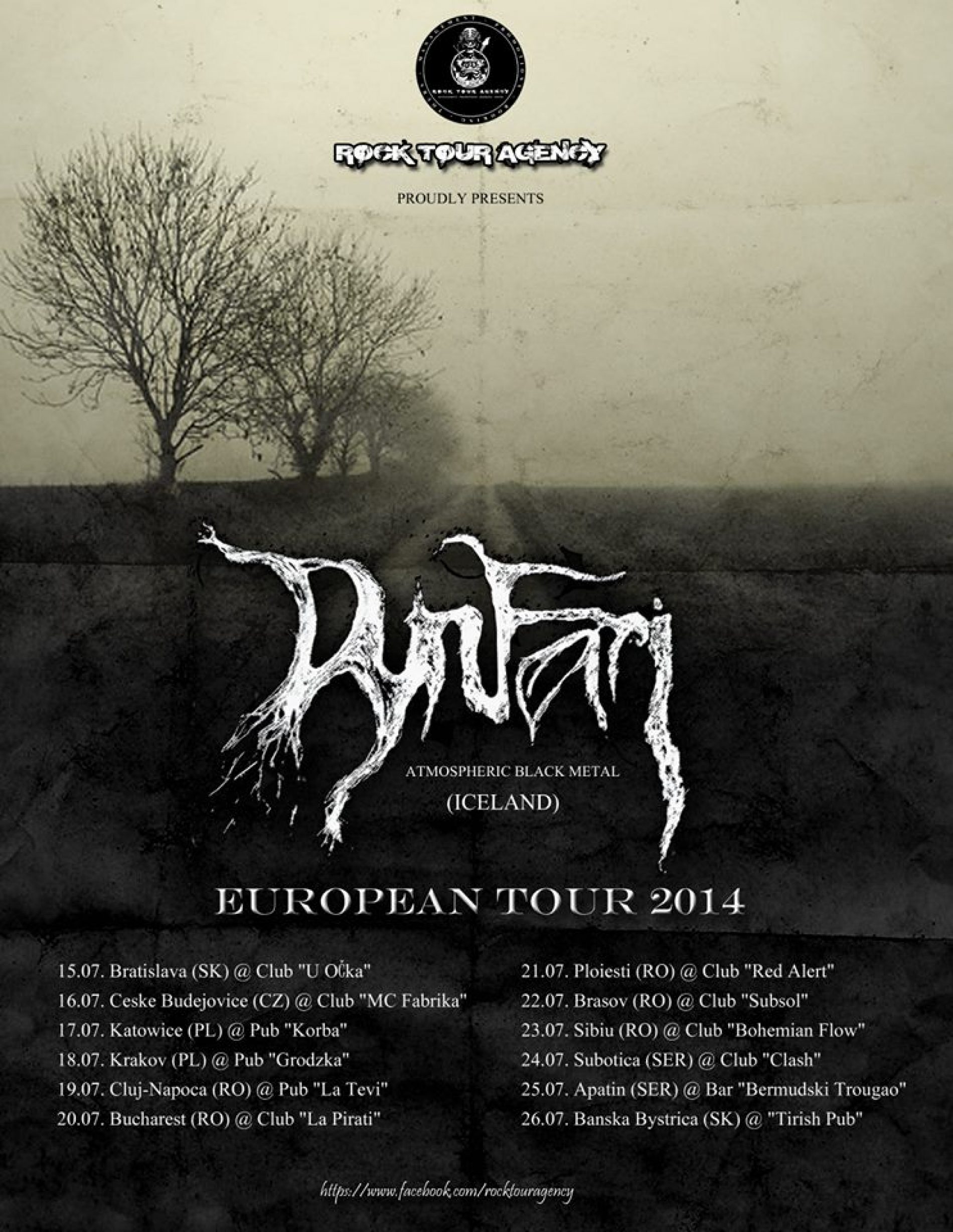 Dynfari (post black metal/Islanda): cinci concerte in Romania