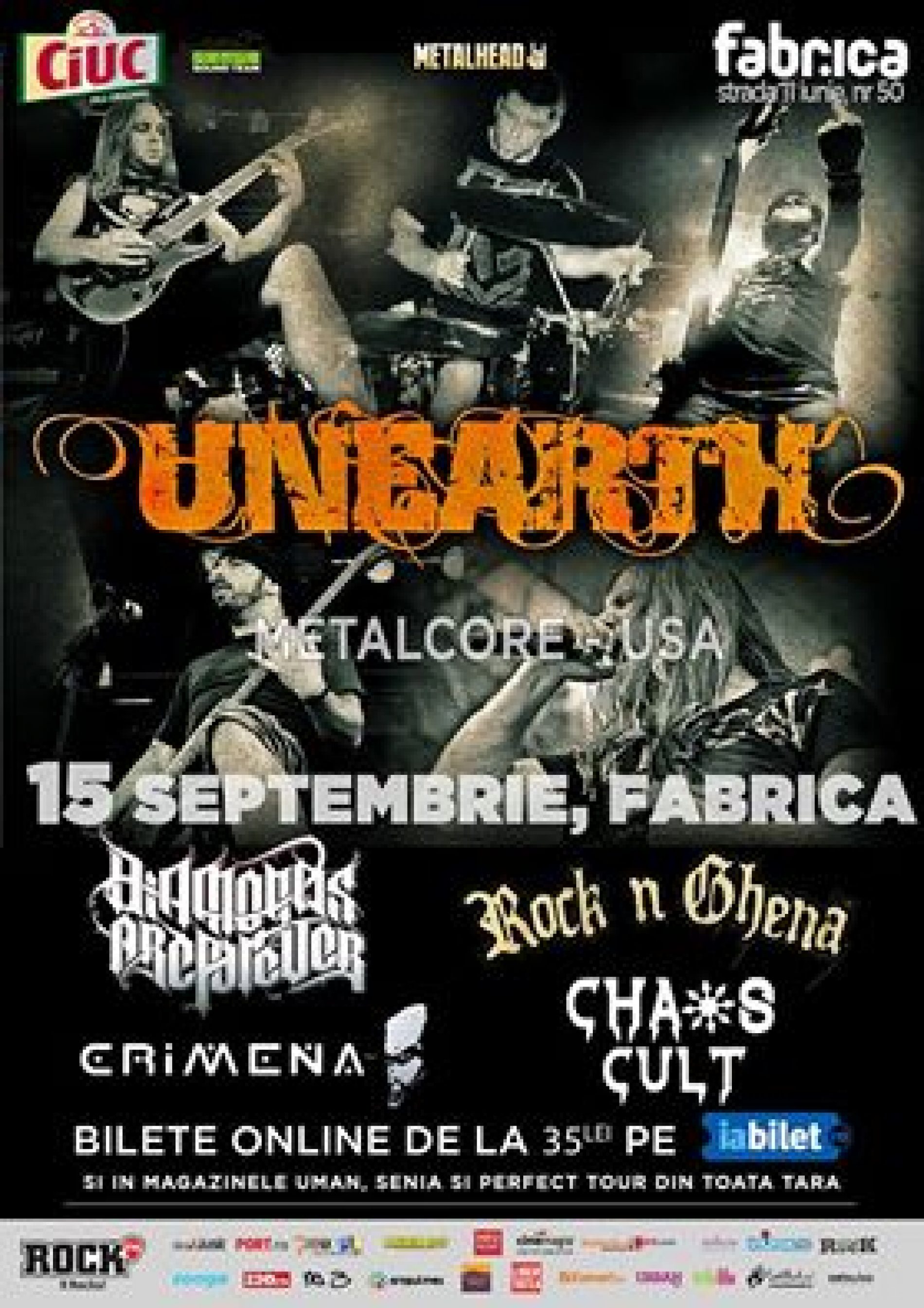 Concert Unearth pentru prima oara in Romania