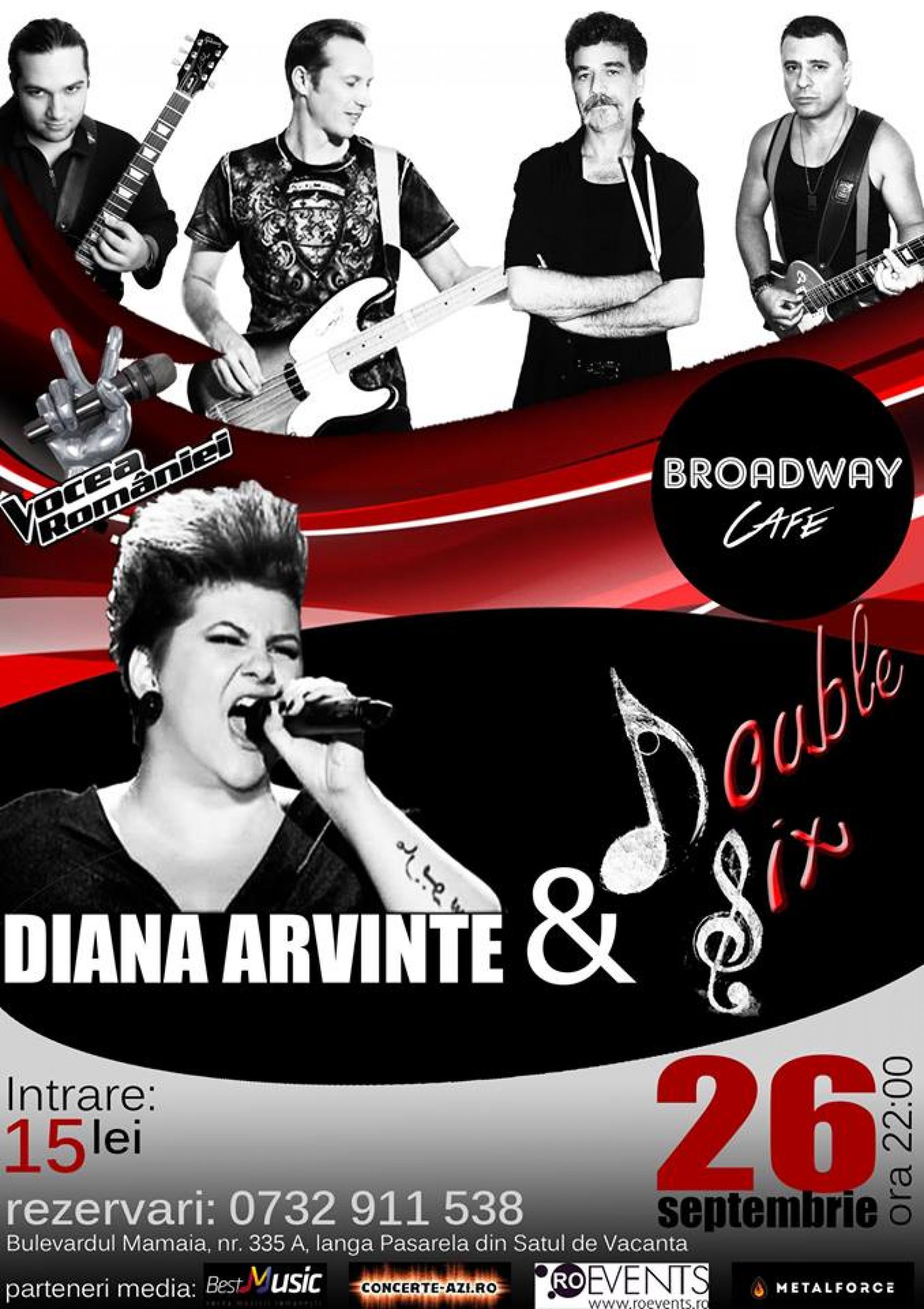Concert pop-rock cu Diana Arvinte & Double Six in Broadway Cafe