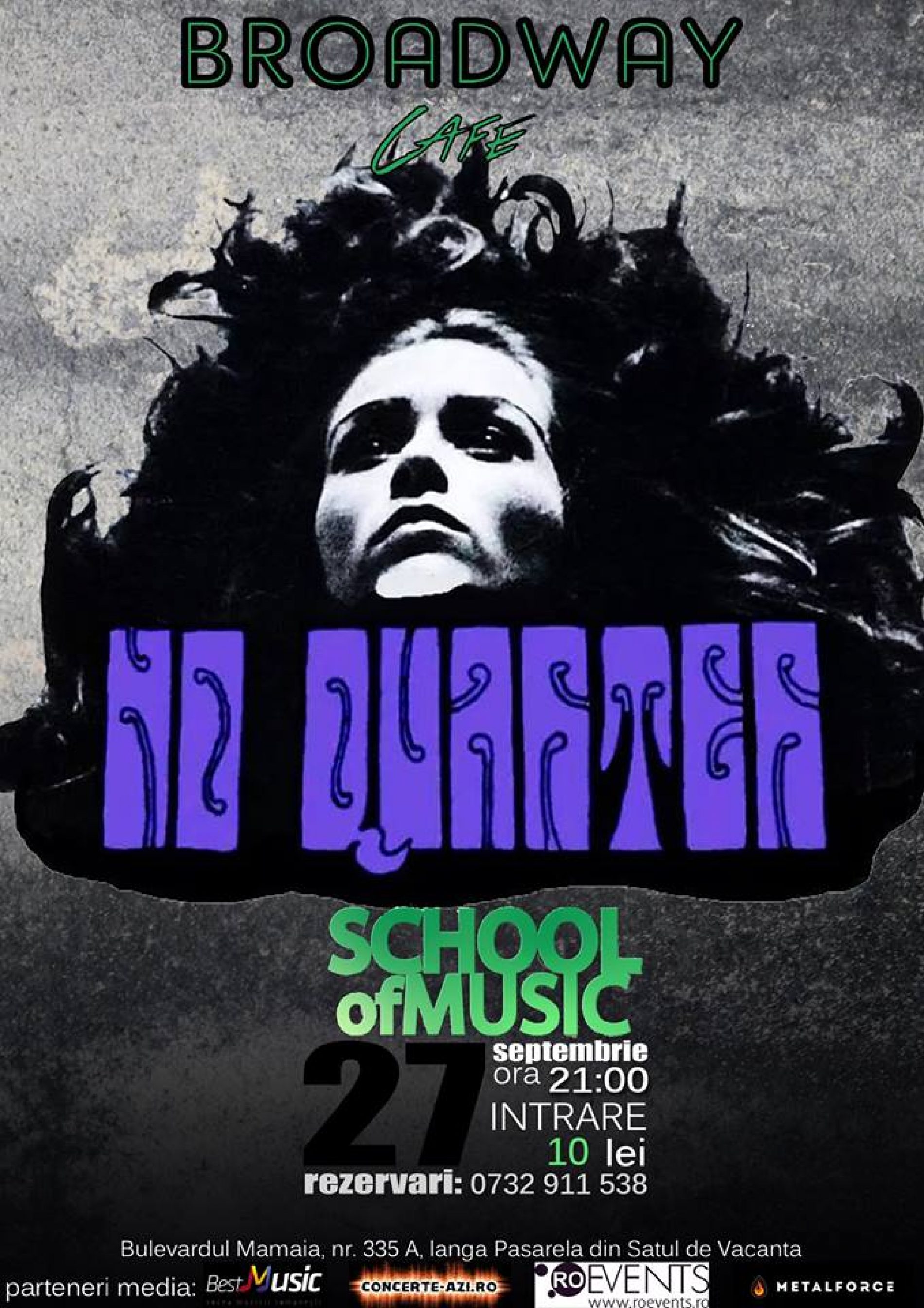 Concert No Quarter in Broadway Cafe Constanta pe 27 septembrie