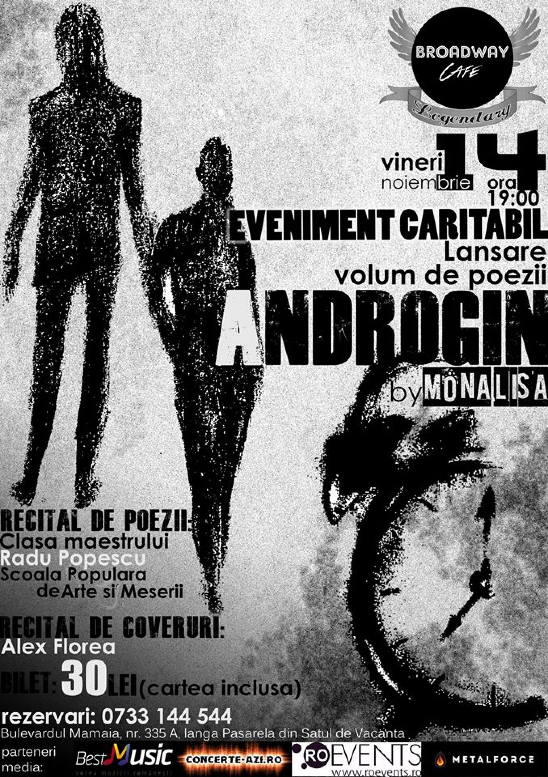 Eveniment caritabil: lansare volum poezii Androgin by Mona Lisa in Constanta