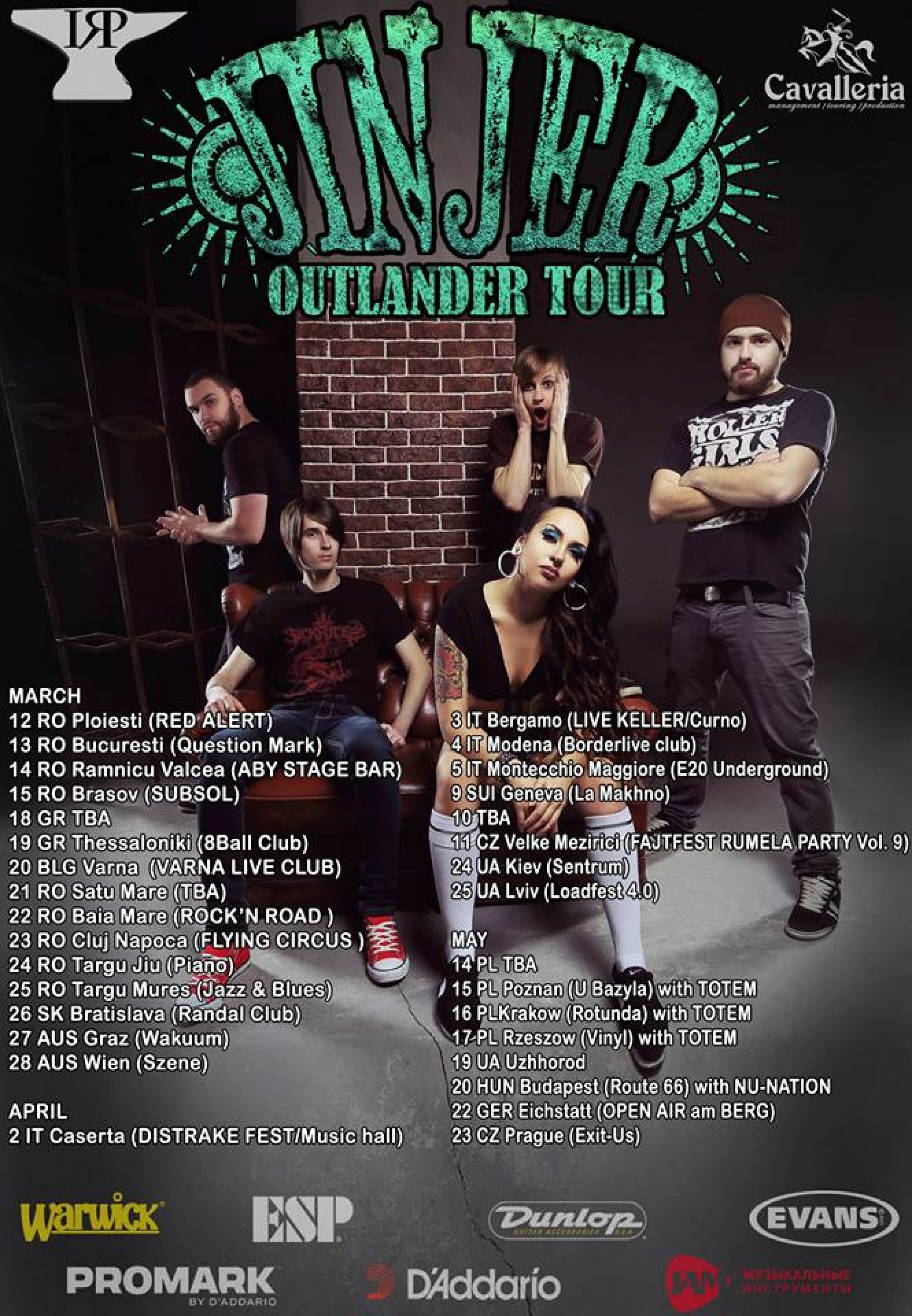 Jinjer Outlander Tour 2015 cu 9 concerte in Romania