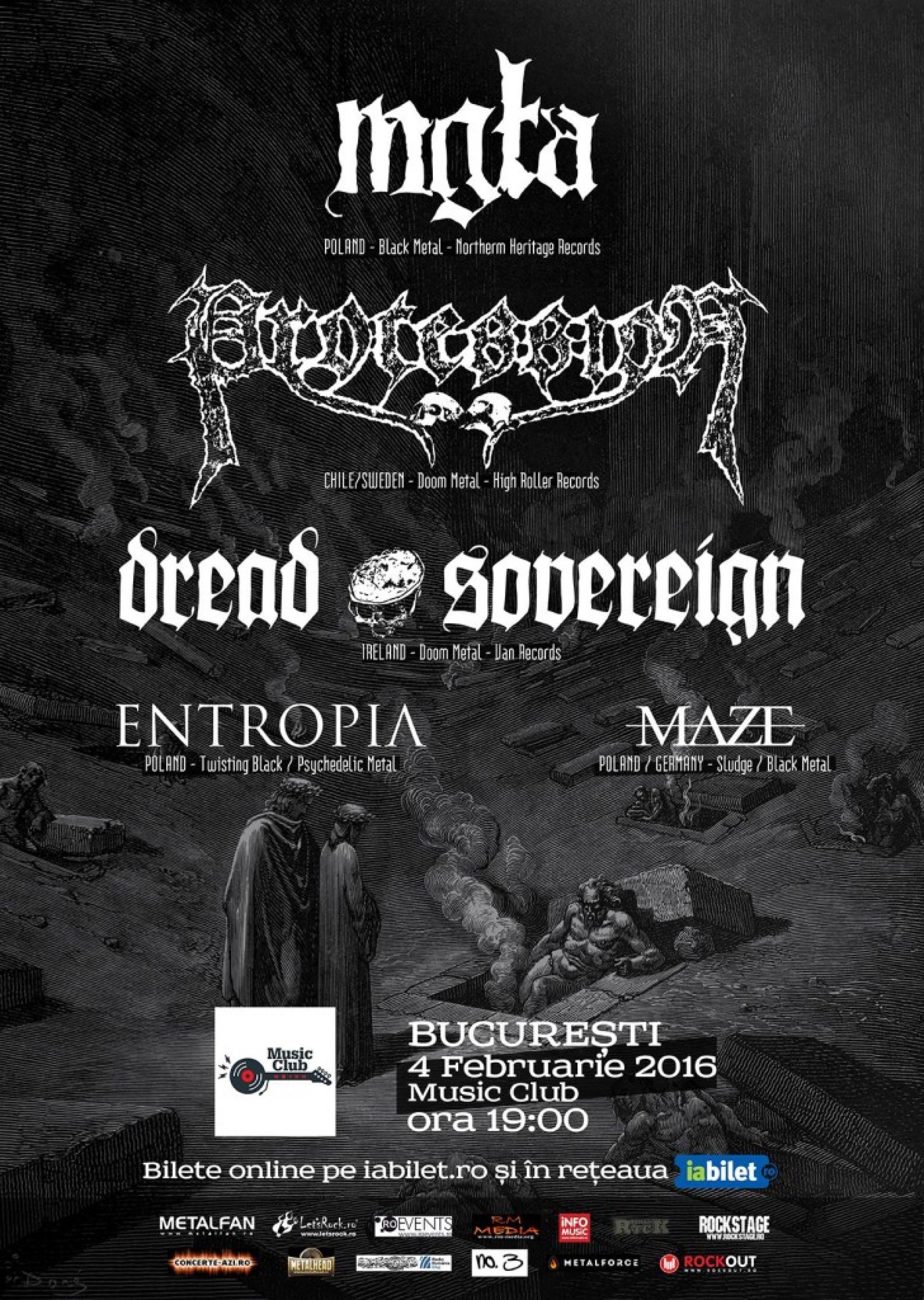 Concertul Mgła, Procession, Dread Sovereign de la Bucuresti va avea loc in Music Club