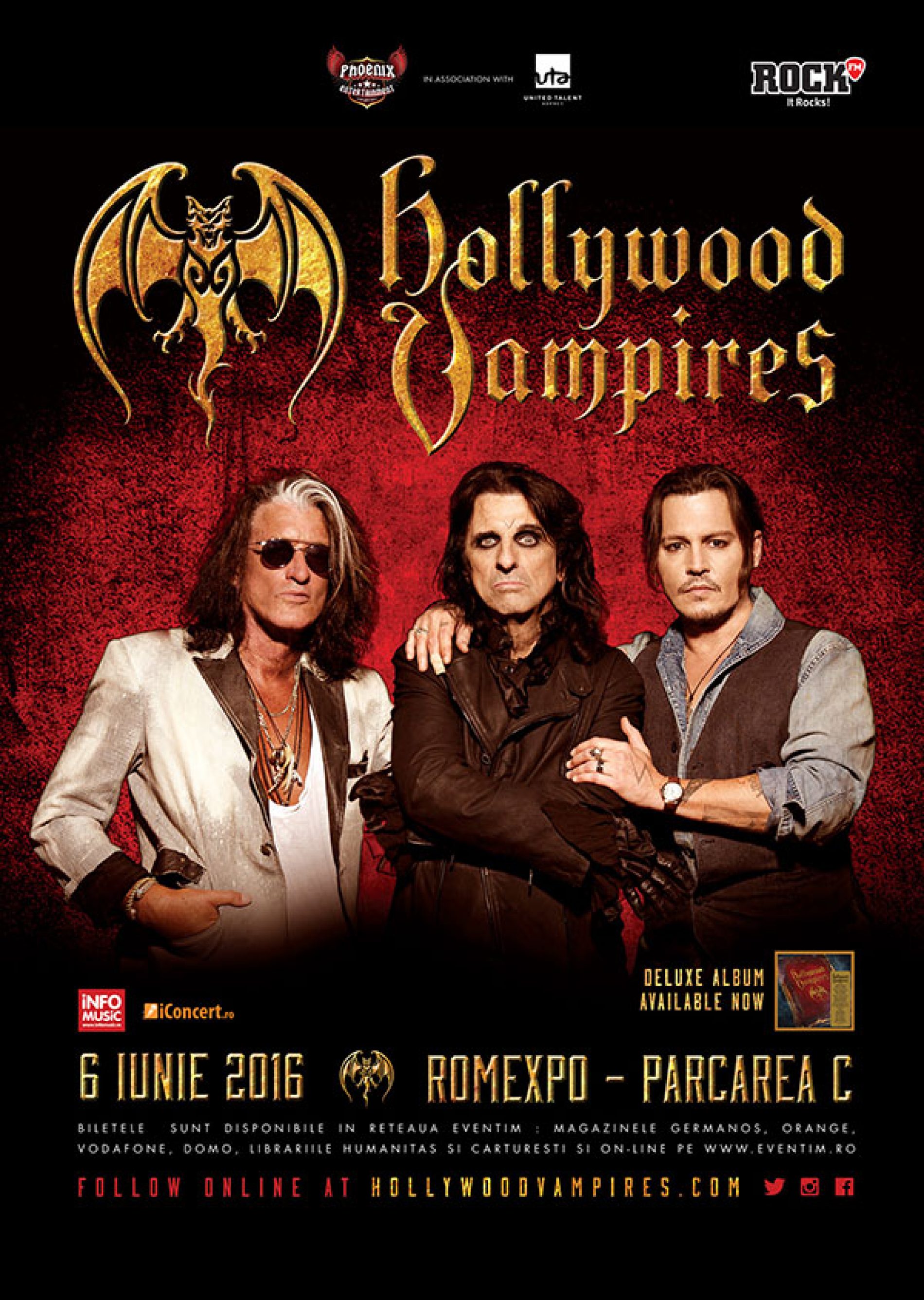 Concert The Hollywood Vampires: Johnny Depp, Alice Cooper si Joe Perry la Romexpo