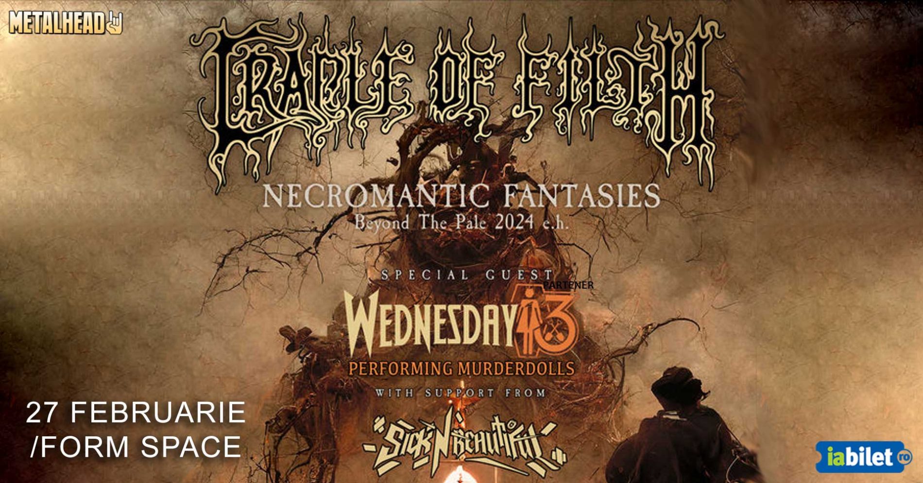 Cradle of Filth va susține 2 concerte în România alături de Wednesday 13 și Sick N’ Beautiful