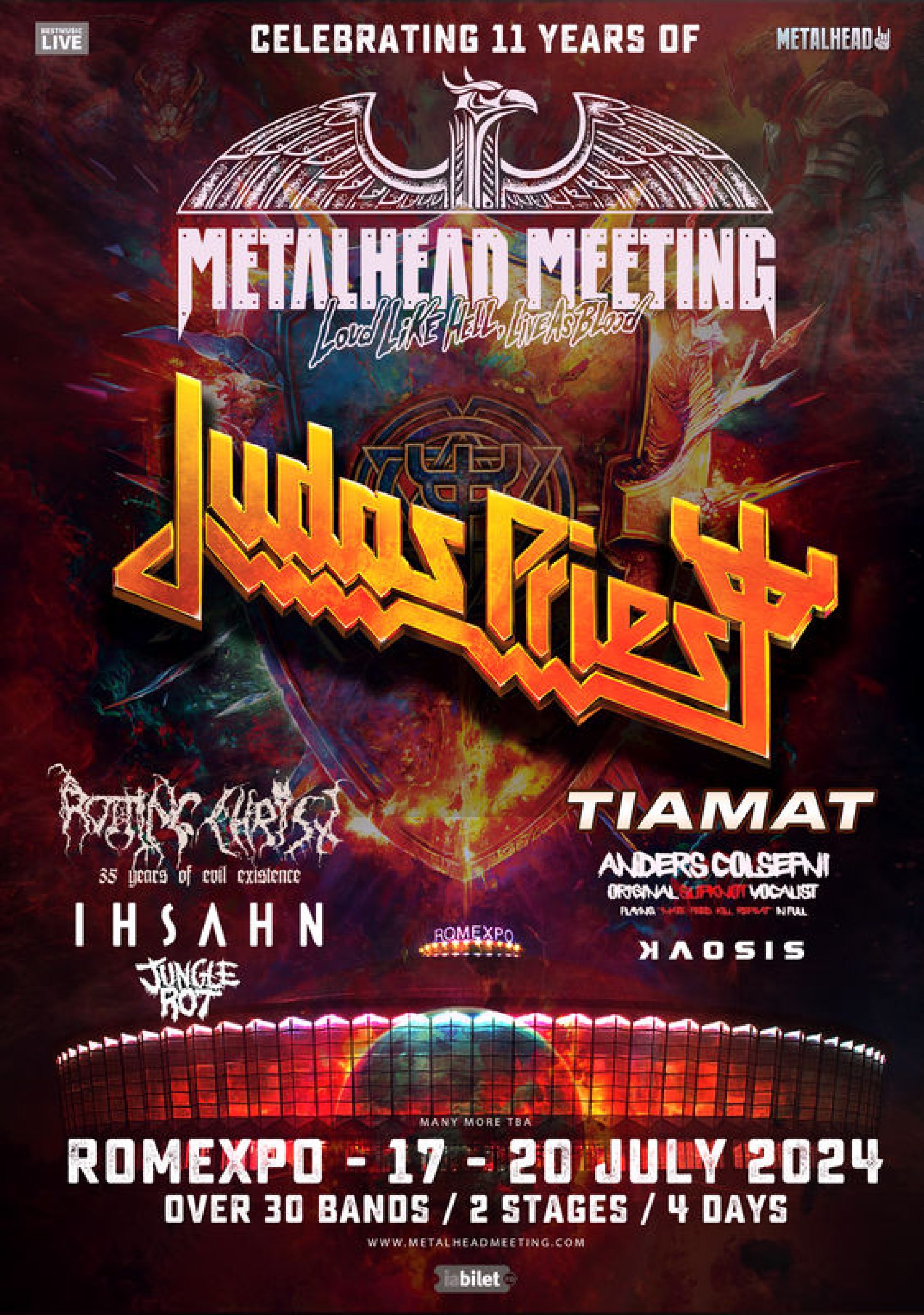 Judas Priest cântă la festivalul Metalhead Meeting 2024 în iulie la Romexpo