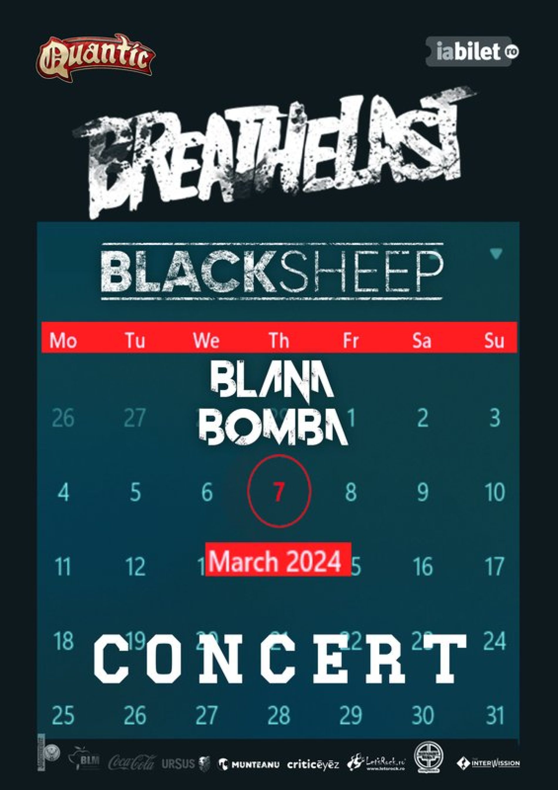 Concert Breathelast, BlackSheep și Blană Bombă în Quantic