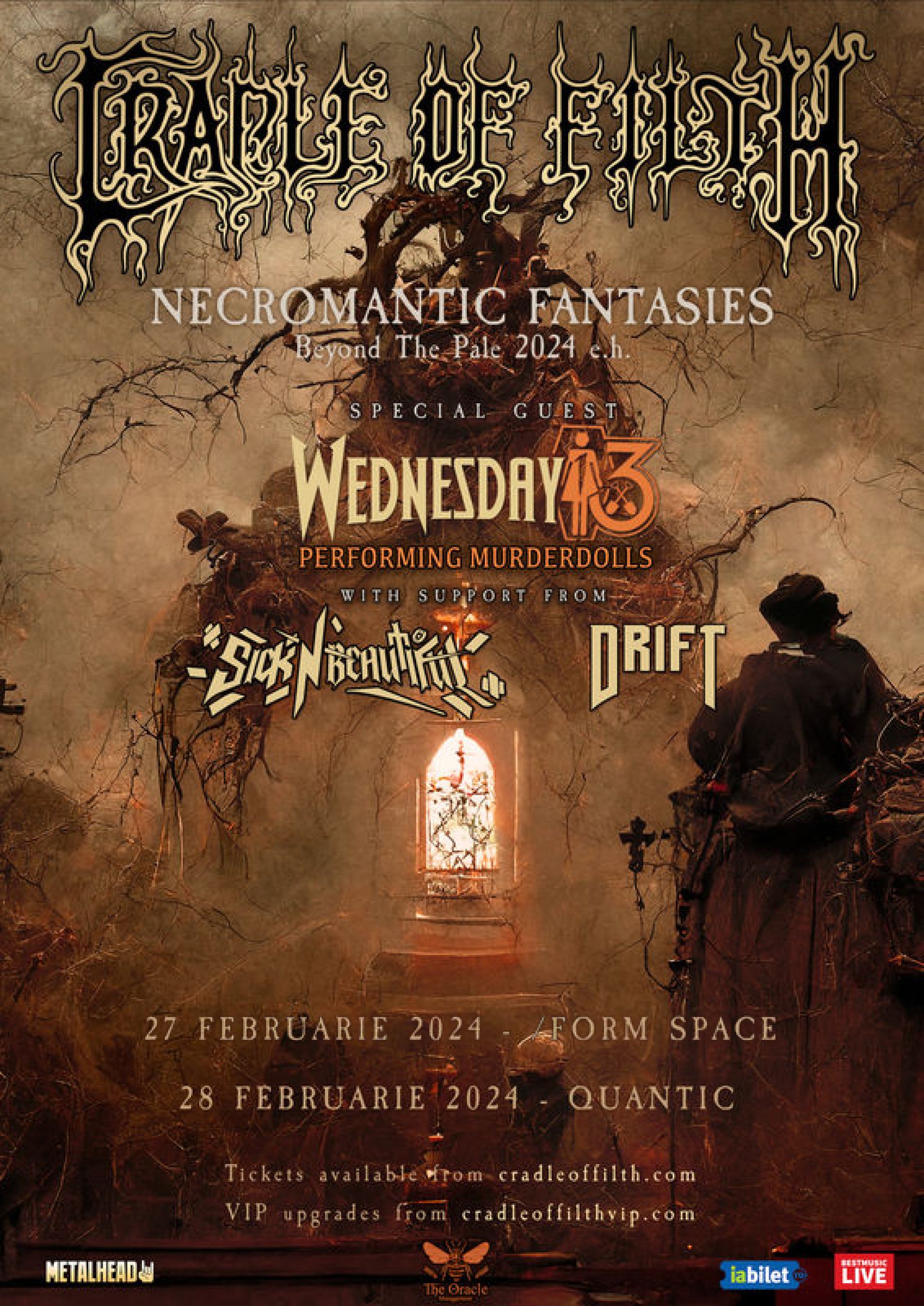 Cradle of Filth la Cluj-Napoca și București: Program și reguli de acces