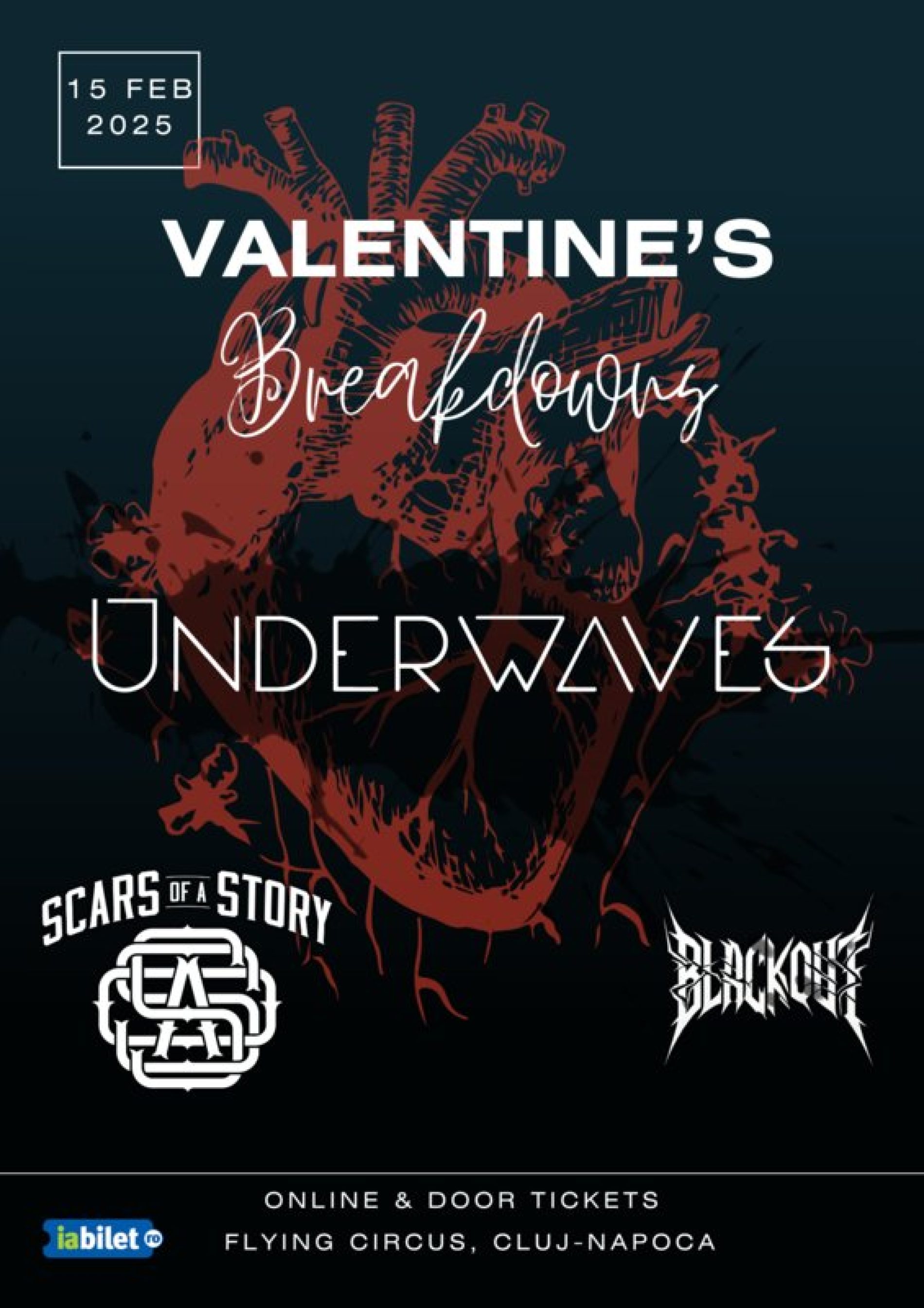 Valentine’s Breakdowns în Flying Circus cu Underwaves, Scars of a Story și Blackout
