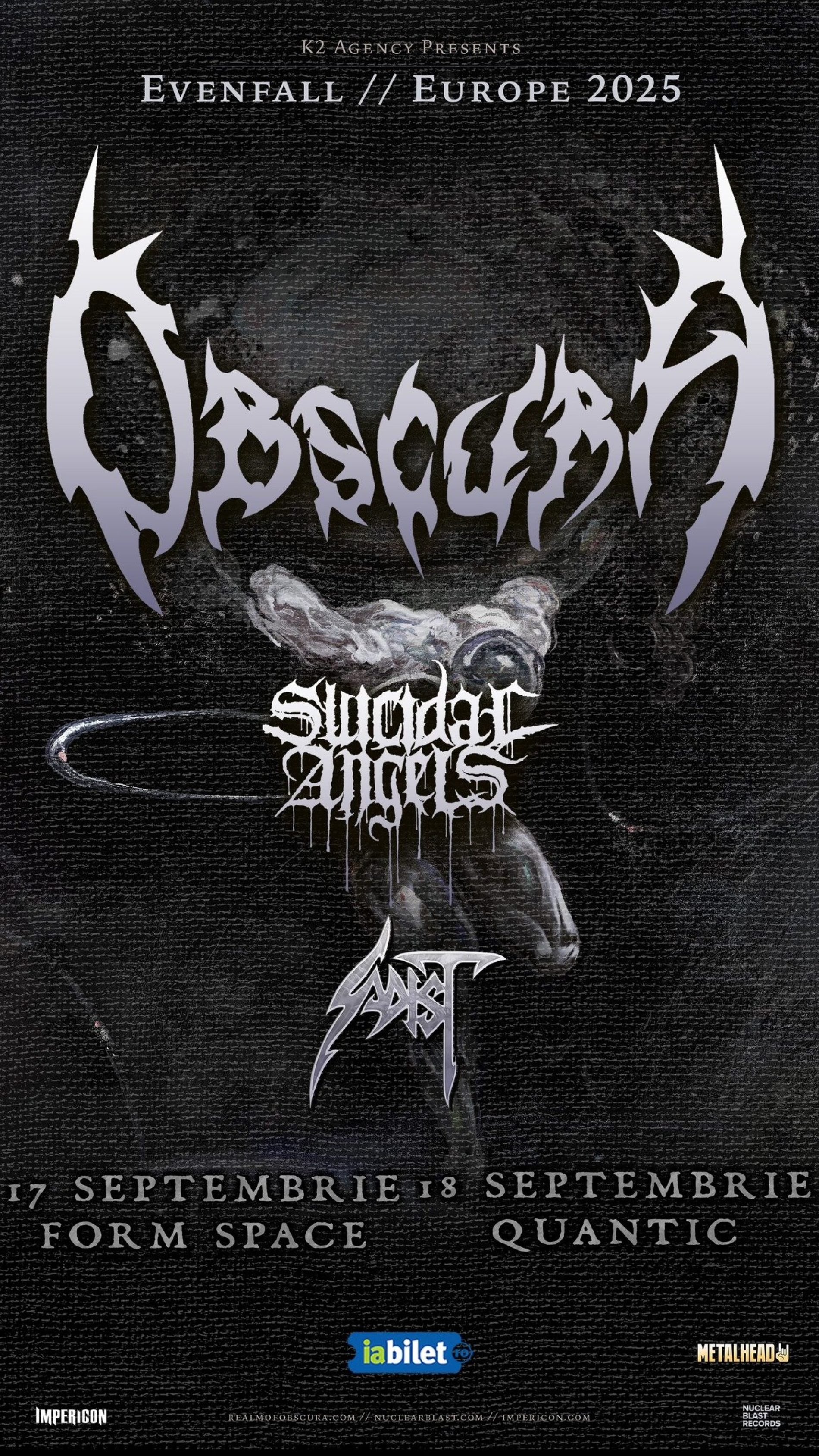 Obscura, Suicidal Angels și Sadist vor susține două concerte în România