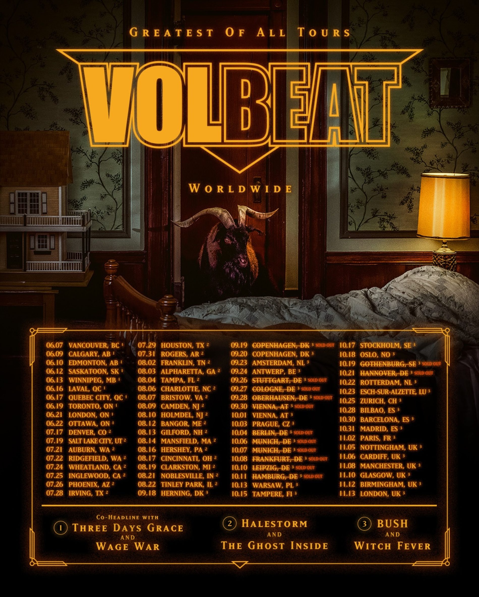 A început turneul european Volbeat – Greatest of All Tours
