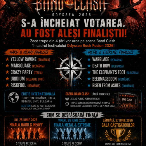Odyssea Band Clash 2026 își desemnează finaliștii: Zece trupe europene urcă pe scenă